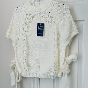 Ivory Lace Accent Side-Tie Sweater